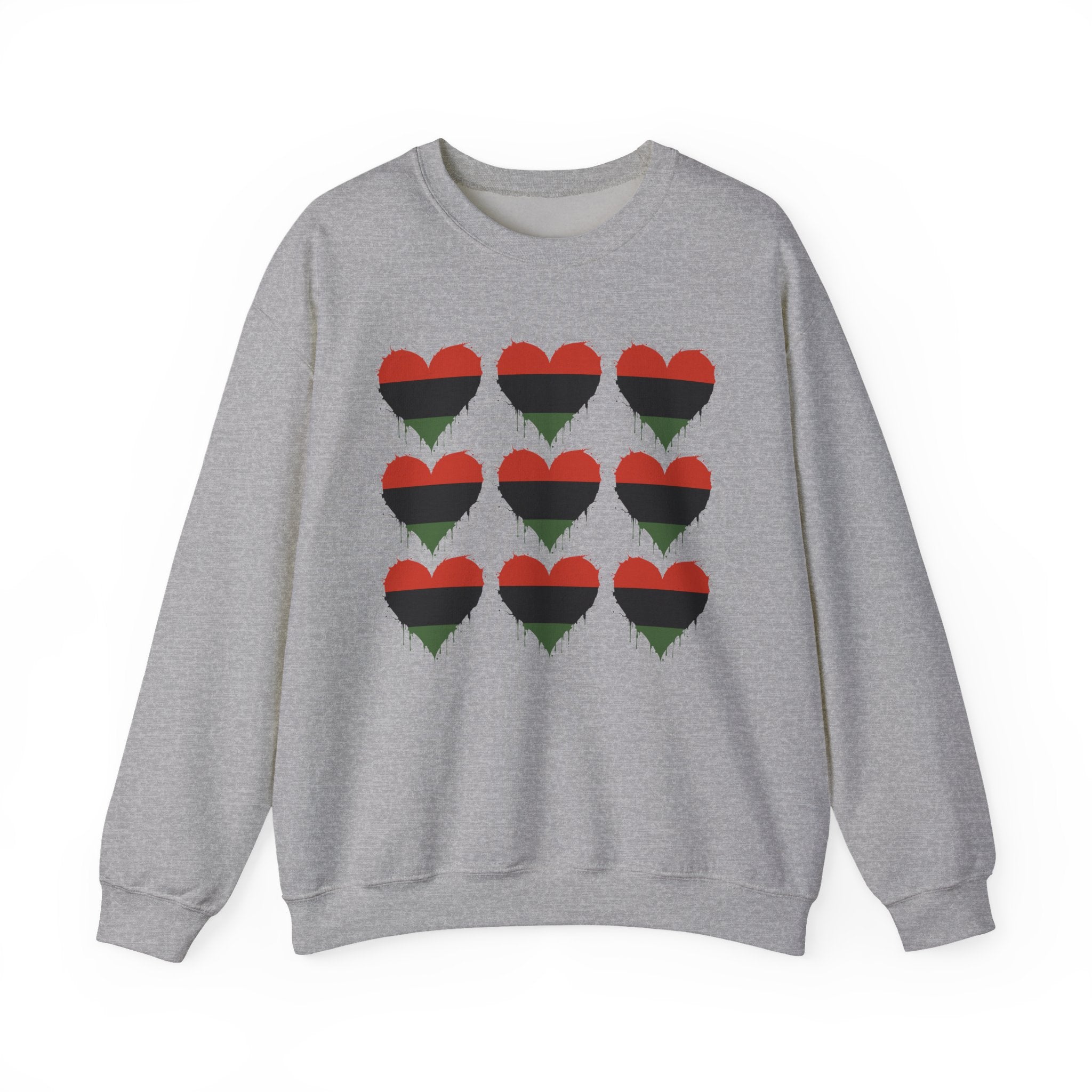 Pan——African Flag Red Black Green Heart 9 Grid Graphic Sweatshirt