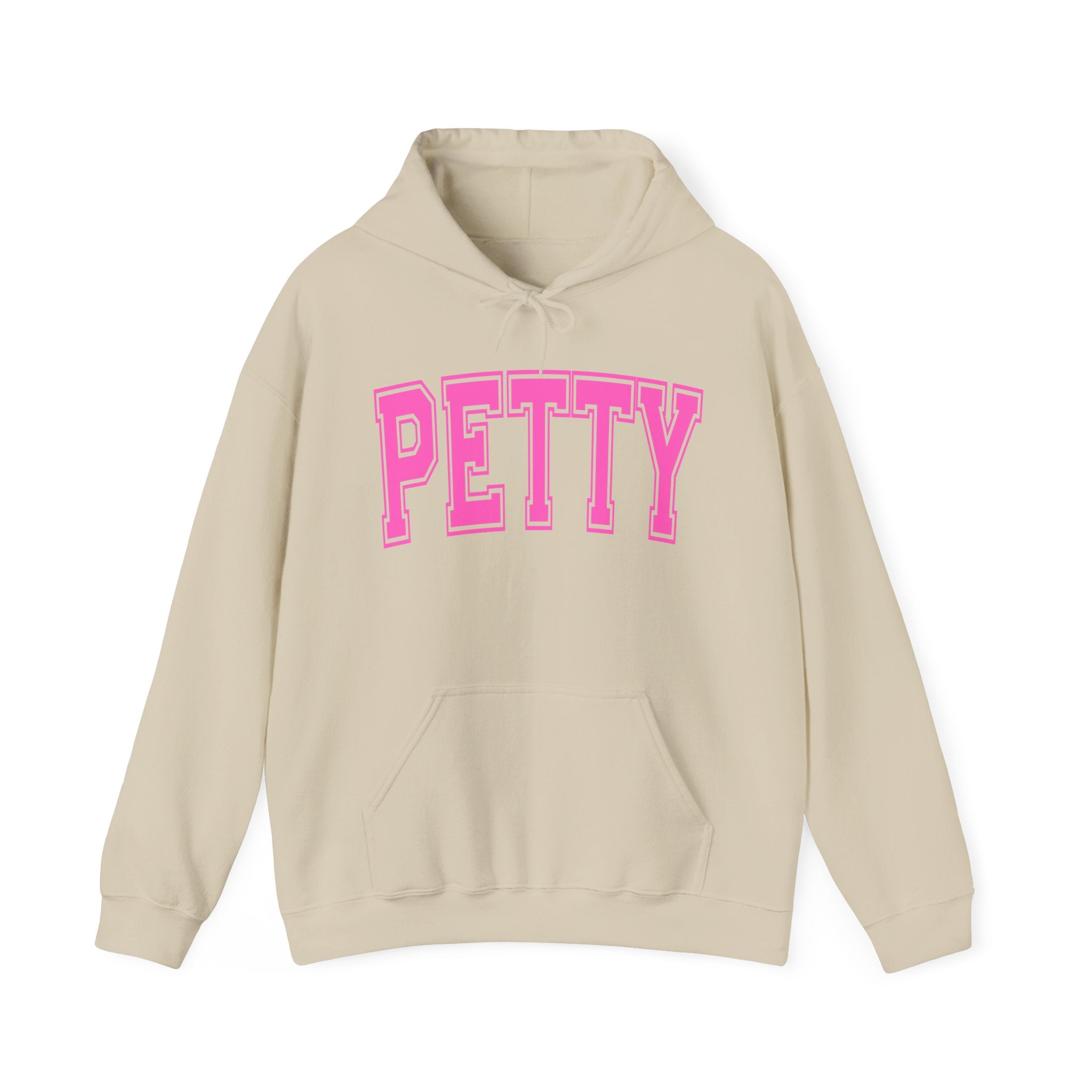 Petty Hoodie — Bold Pink Varsity Lettering Hooded Sweatshirt