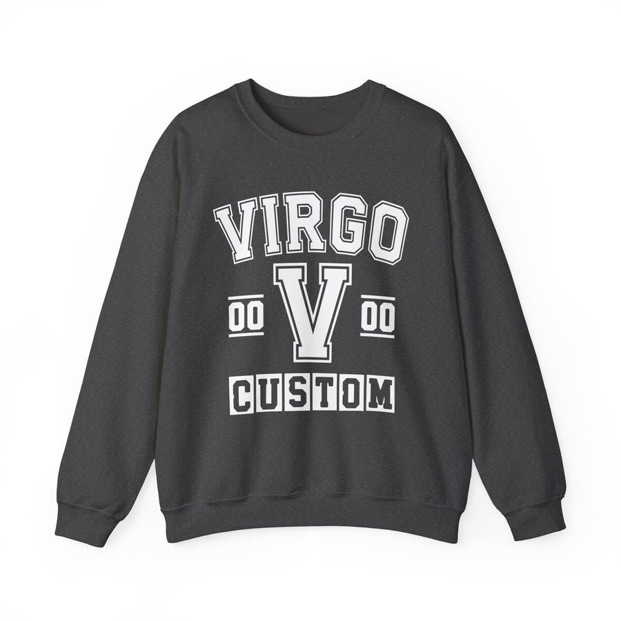 Custom Virgo Varsity Sweatshirt — Customize Birthday Day/Month/Year — Customize Gemini Season/Nation
