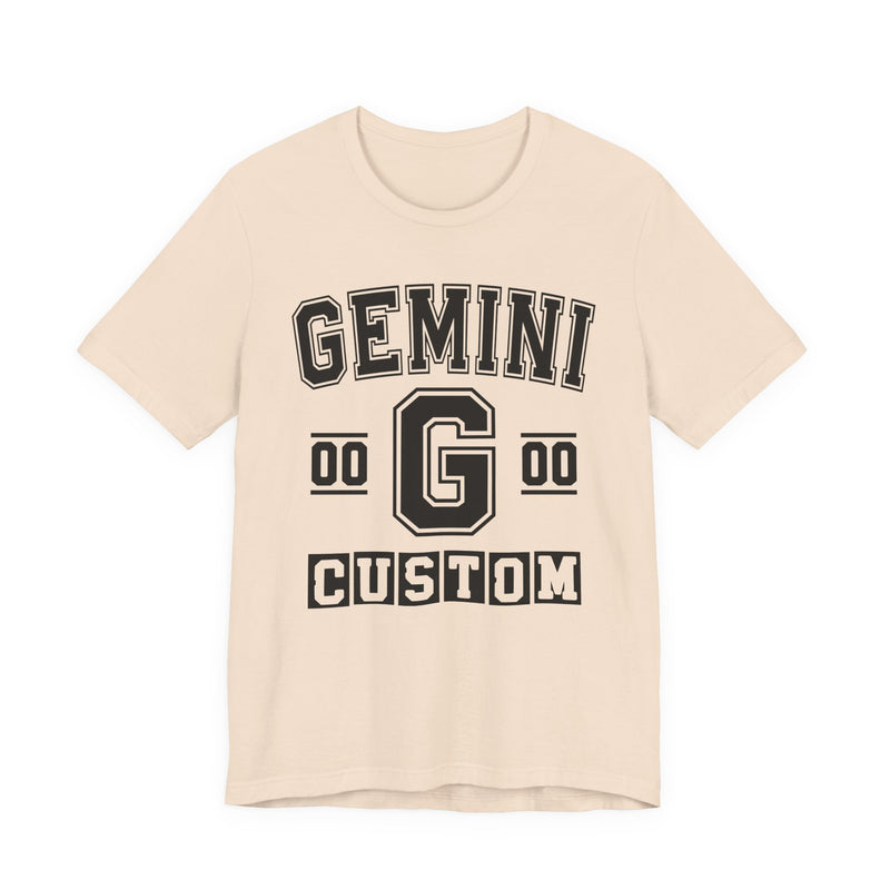 Custom Gemini Varsity T-Shirt — Customize Birthday Day/Month/Year — Customize Season/nation/Society