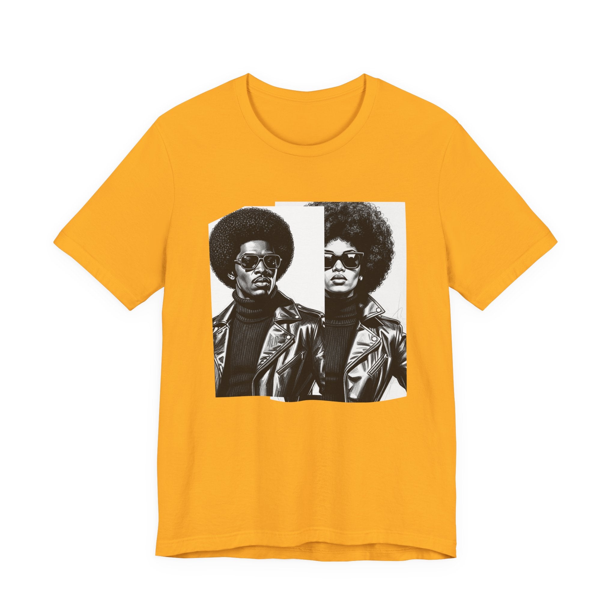 70s Style Portrait Of Black Power Couple － T-shirt