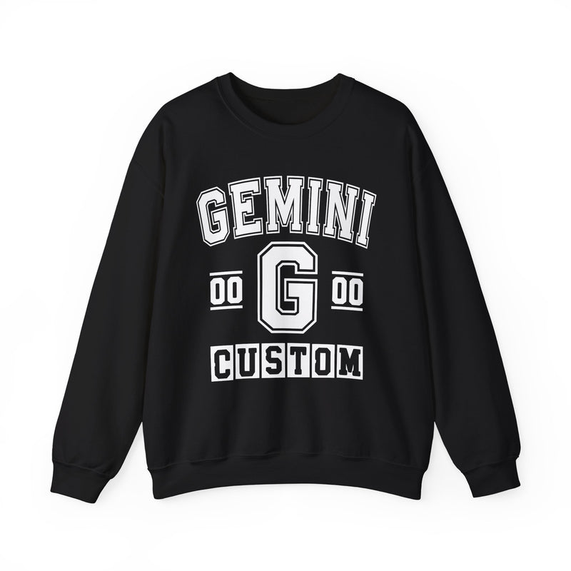 Custom Gemini Varsity Sweatshirt — Customize Birthday Day/Month/Year — Customize Gemini Season/Nation