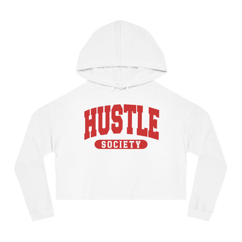 Hustle Society — Retro Collegiate Crop Top Hoodie