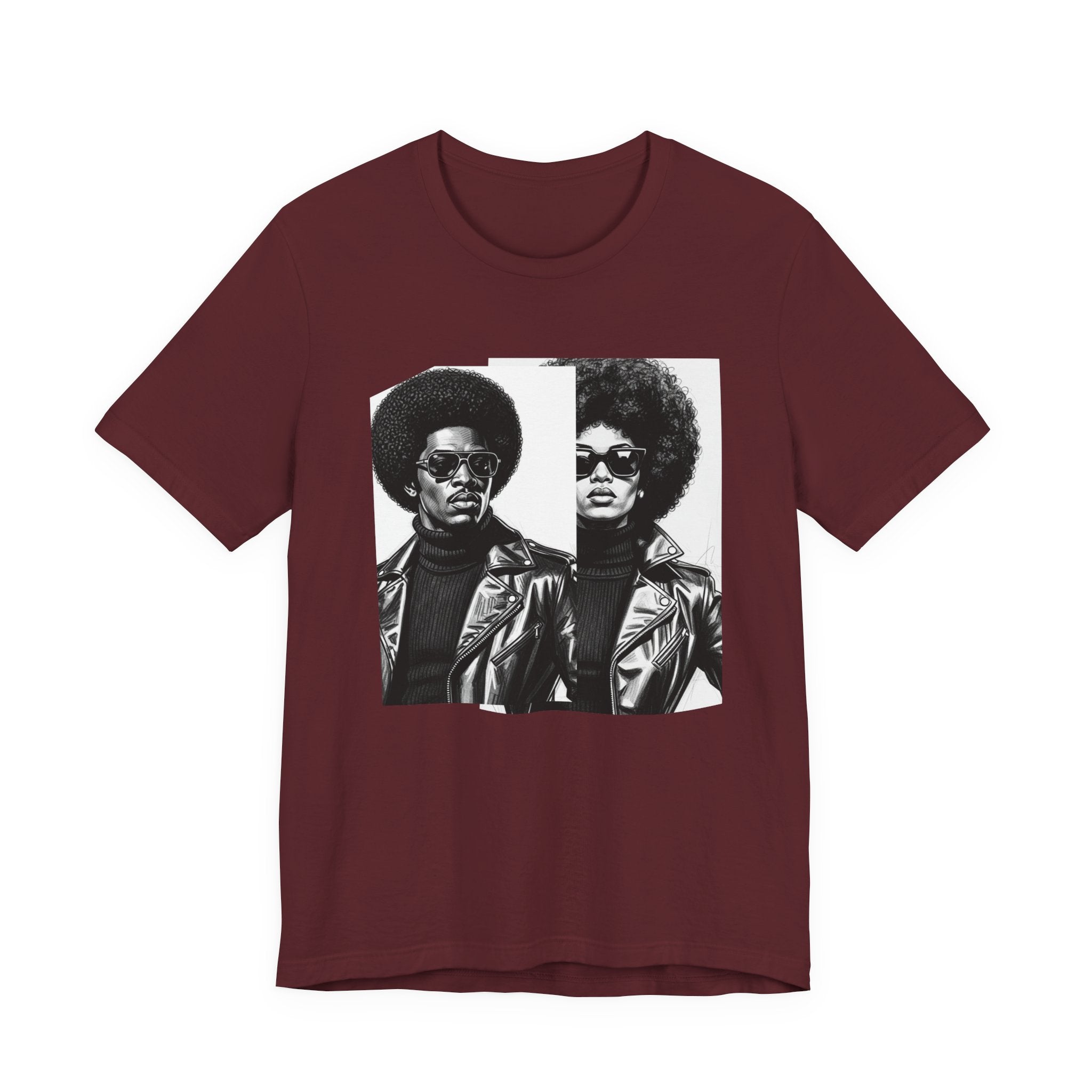 70s Style Portrait Of Black Power Couple － T-shirt