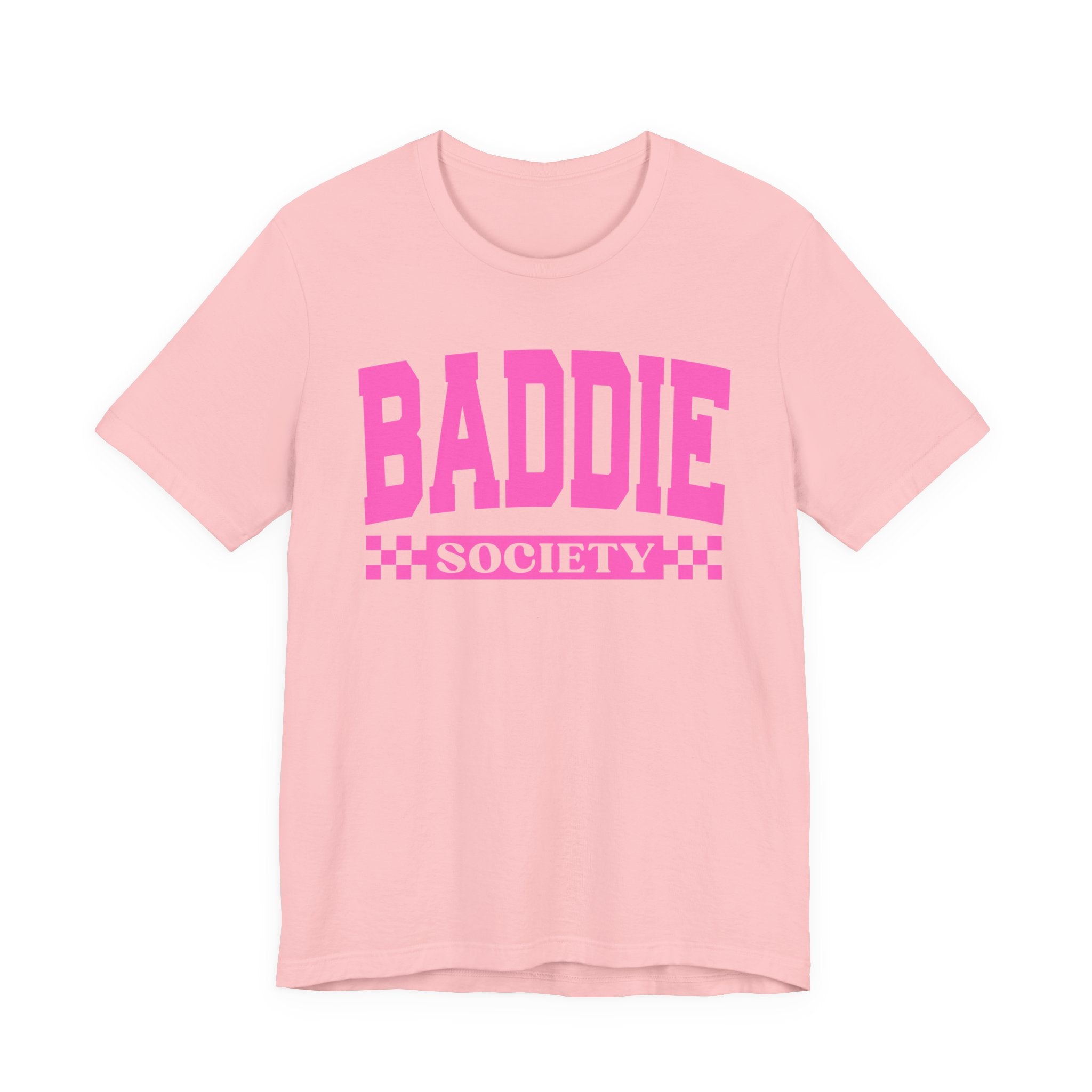 Baddie Society — Pink Varsity Statement T-Shirt