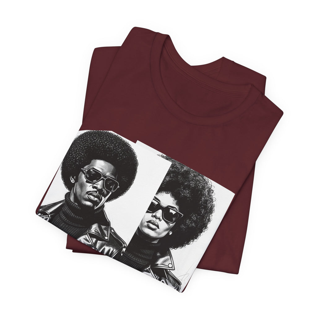 Black Power Couple - 70s with Retro Black Pride Tee Shirt
