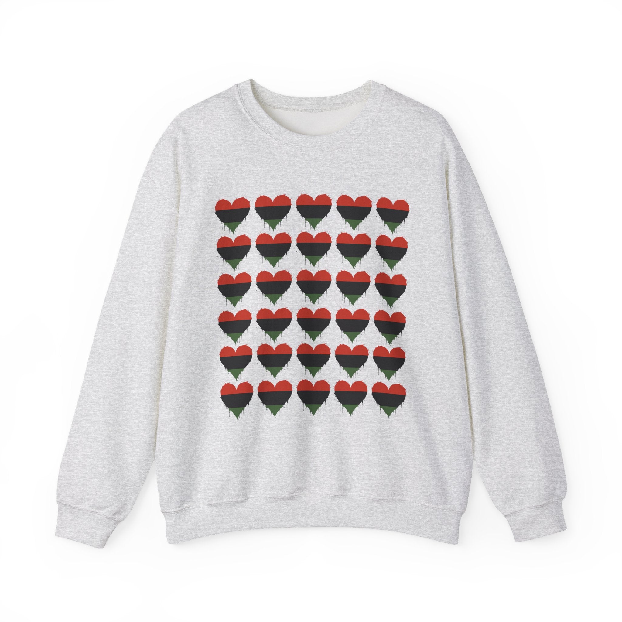 Pan-African Flag Red Black Green 30 Heart Grid Graphic Sweatshirt