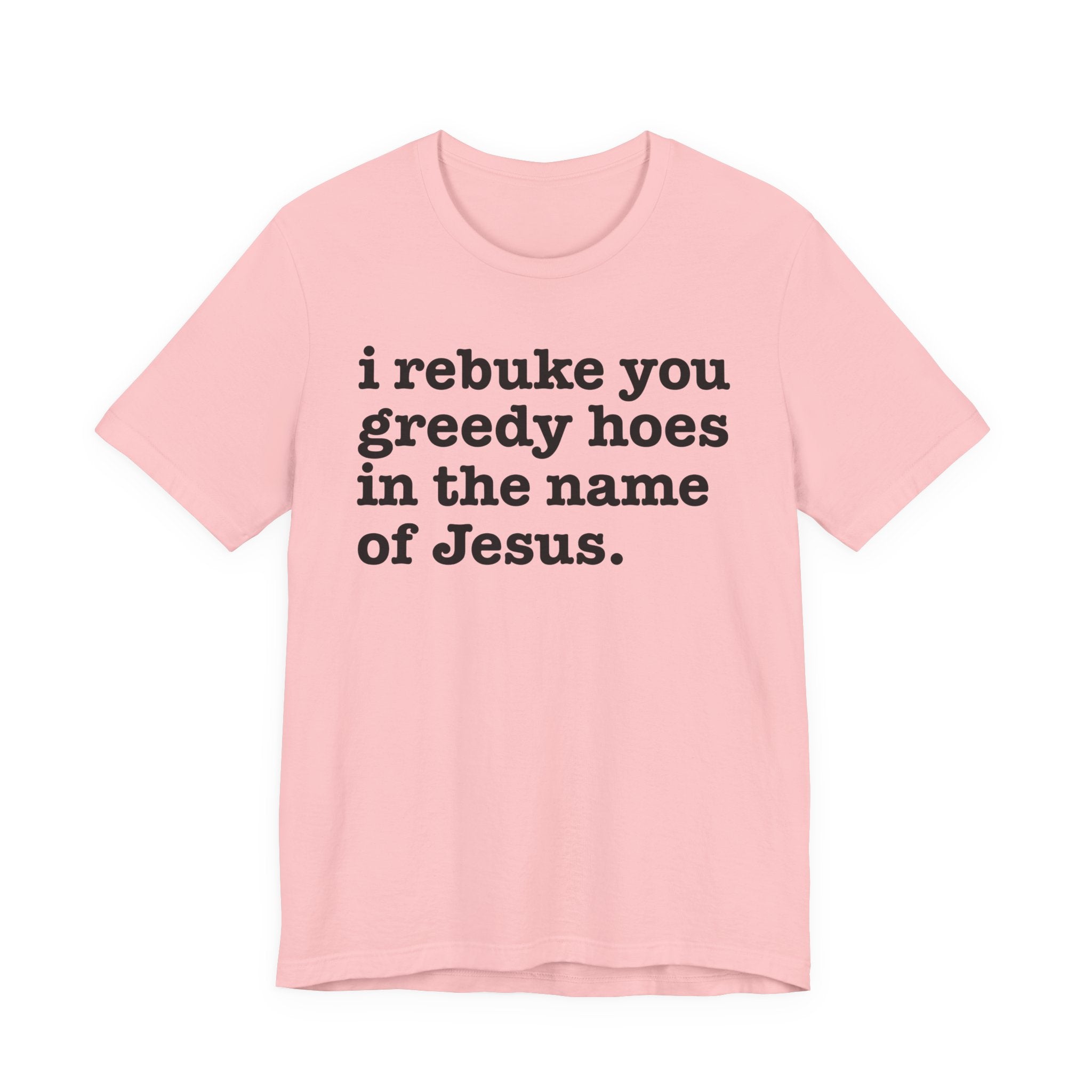 I Rebuke You Greedy Hoes in the Name of Jesus — Christian Humor T-Shirt