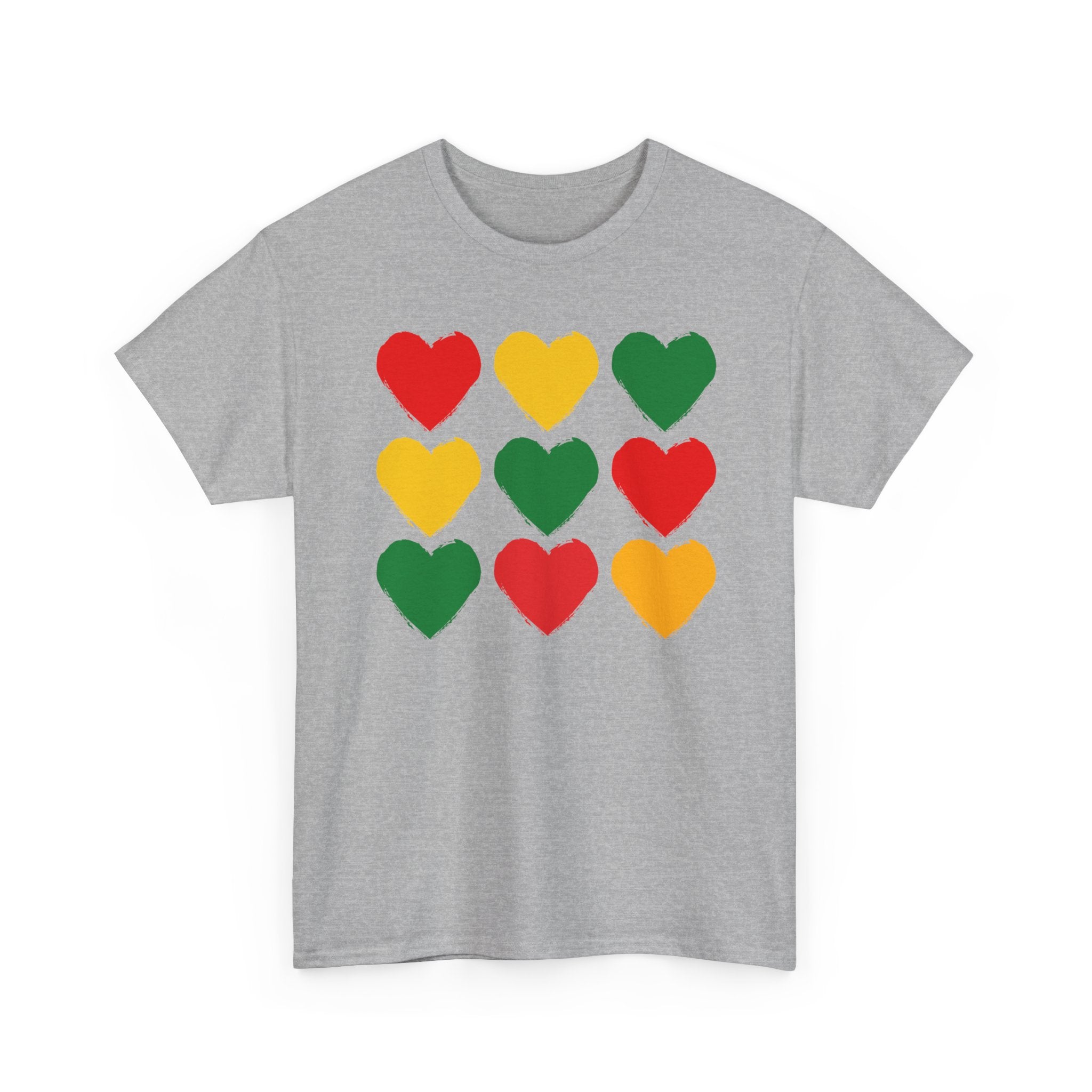 Pan——African 12 Heart Grid T-Shirt — Colorful Pride T-Shirt