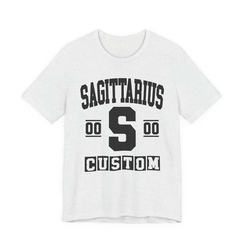Custom Sagittarius Varsity T-Shirt — Customize Birthday Day/Month/Year — Customize Season/nation/Society