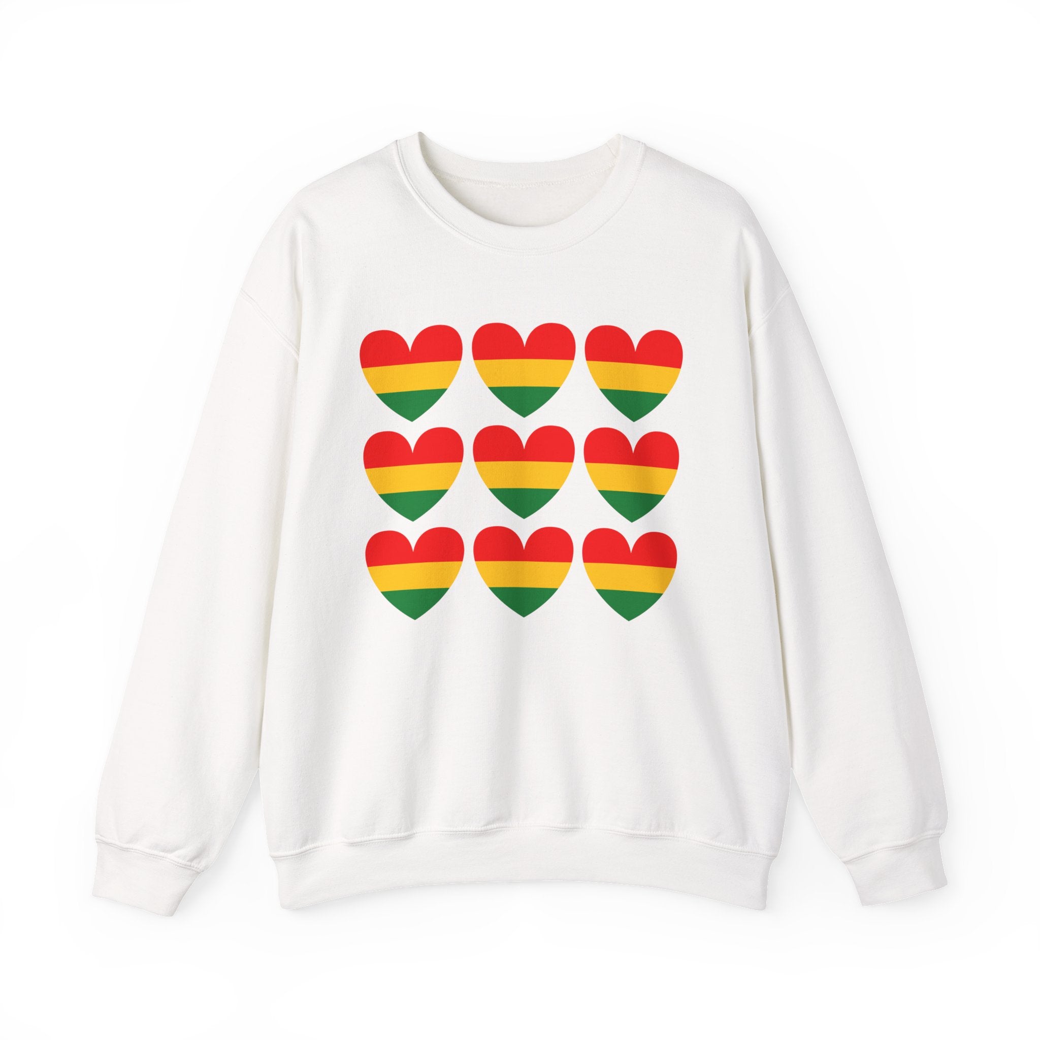 African American Heritage Flag Heart Grid Sweatshirt — Pan-African Pride Crewneck
