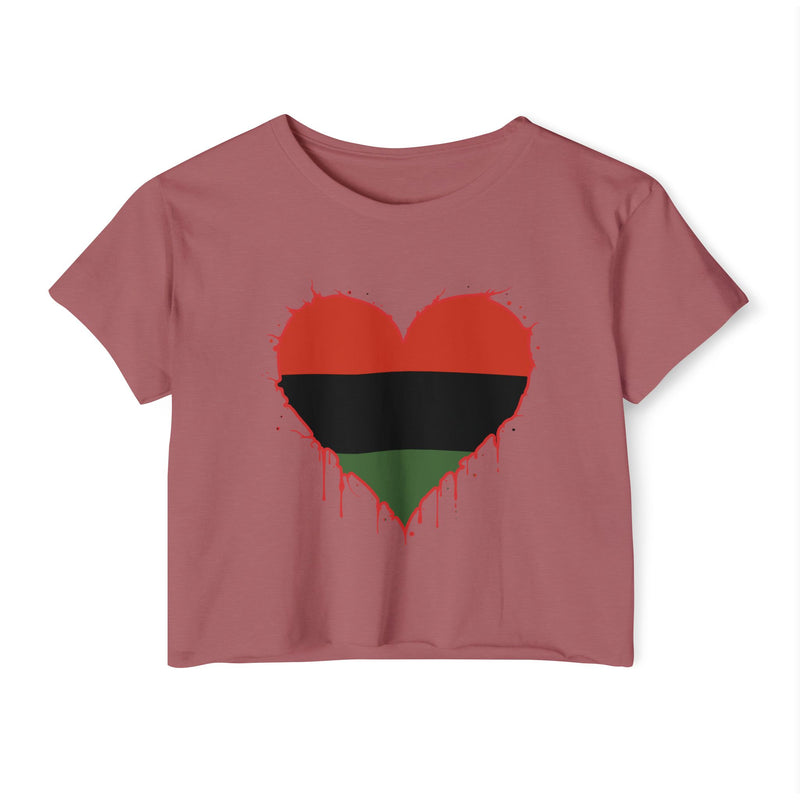 Red Black and Green Heart — Black Power Crop Top