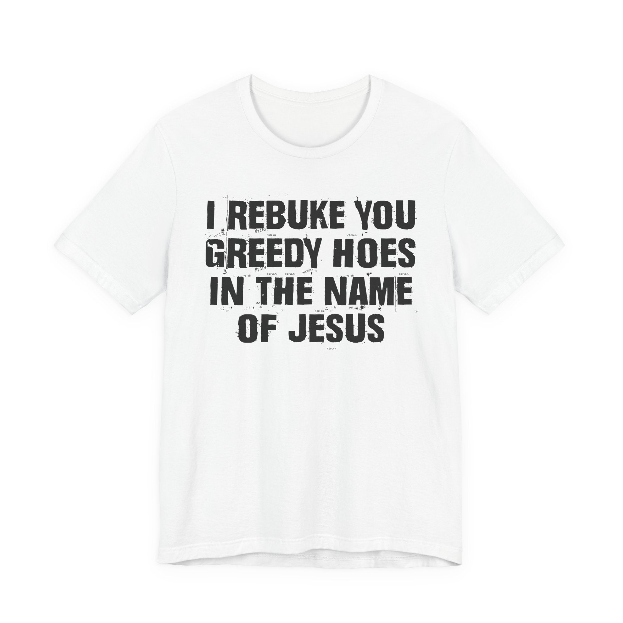 I Rebuke You Greedy Hoes in the Name of Jesus — Christian Humor T-Shirt