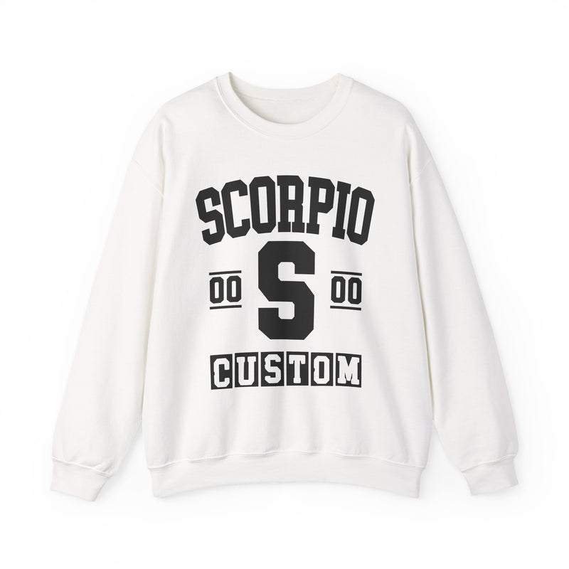 Custom Scorpio Varsity Sweatshirt — Customize Birthday Day/Month/Year — Customize Gemini Season/Nation