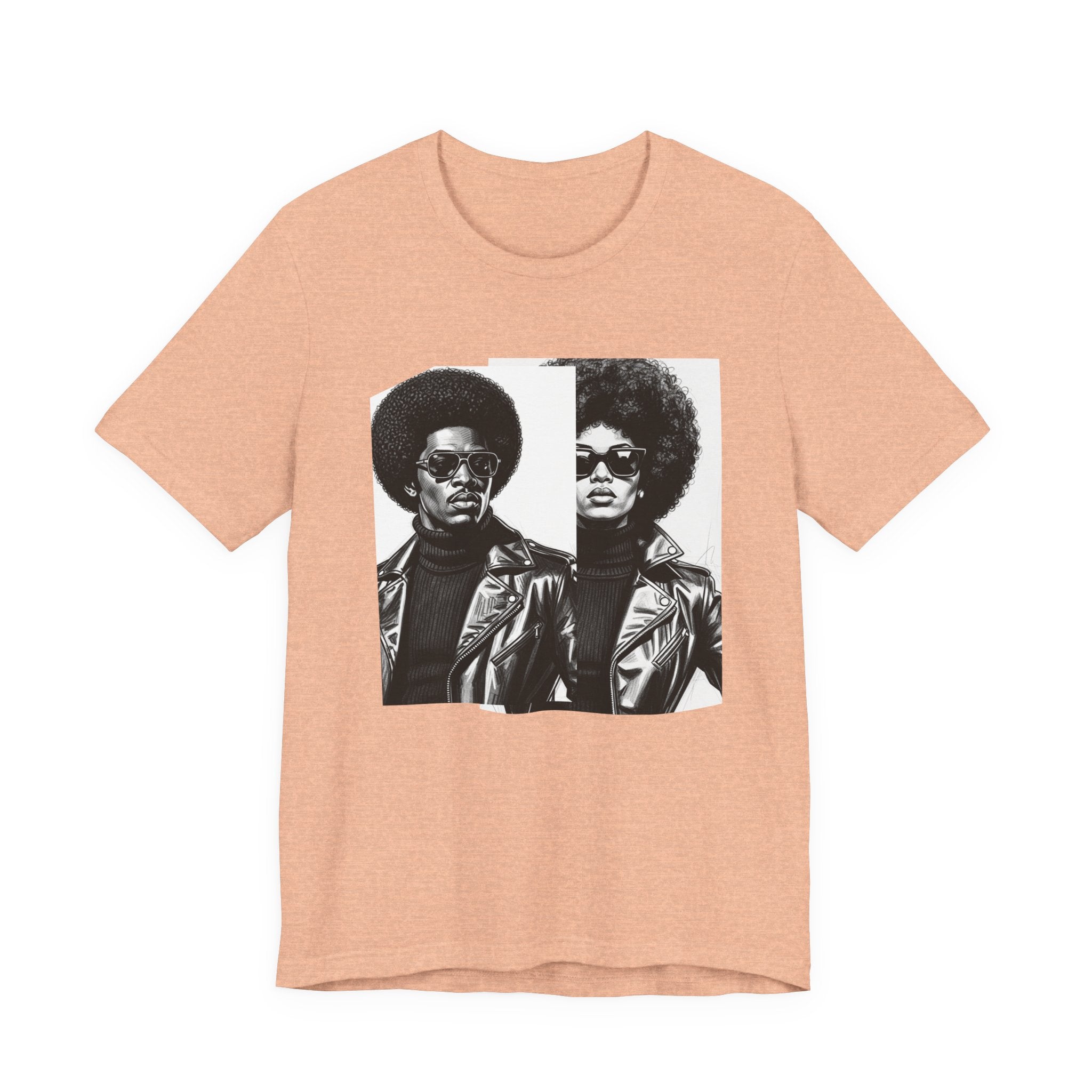 70s Style Portrait Of Black Power Couple － T-shirt
