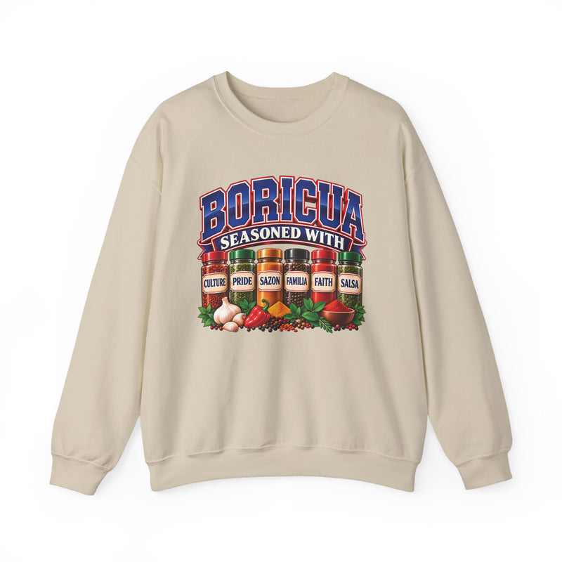 Boricua Seasoned With Culture Pride Sazon Familia Faith Salsa — Sweatshirt