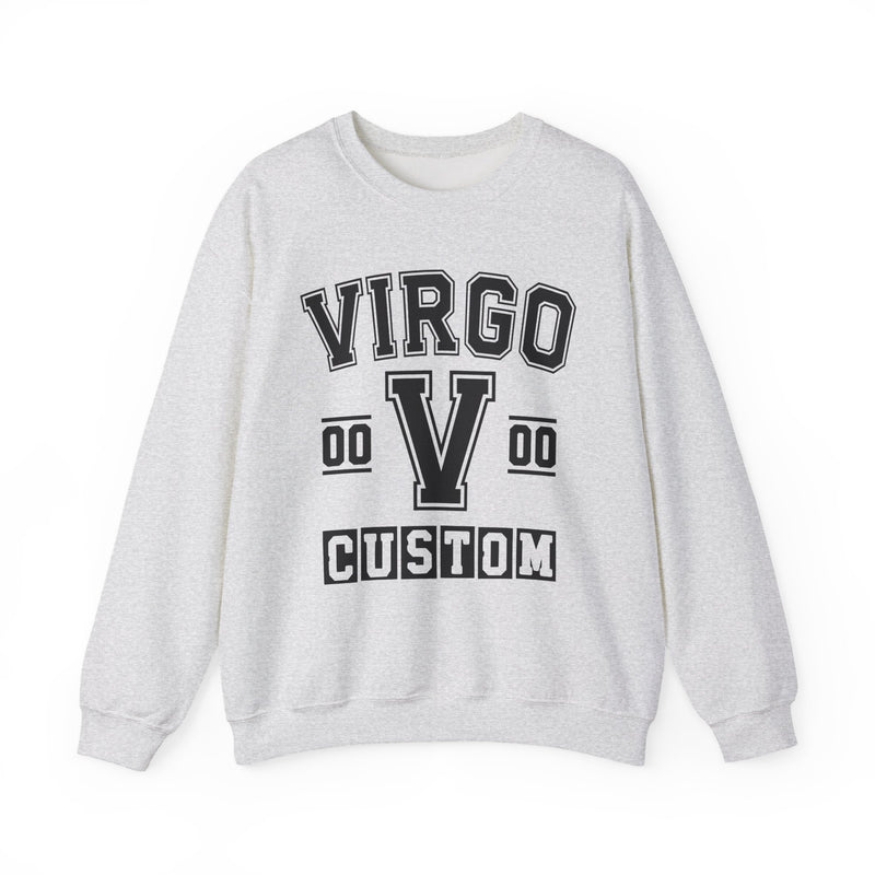 Custom Virgo Varsity Sweatshirt — Customize Birthday Day/Month/Year — Customize Gemini Season/Nation
