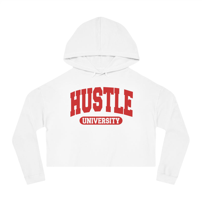 Hustle University — Retro Collegiate Crop Top Hoodie
