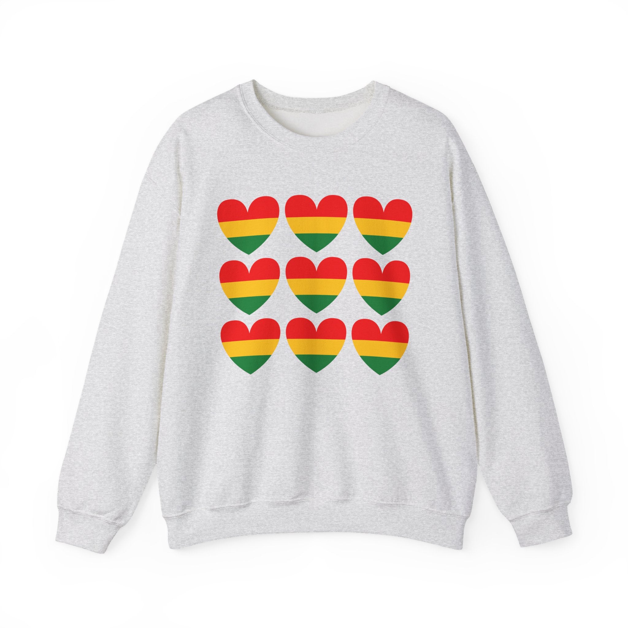 African American Heritage Flag Heart Grid Sweatshirt — Pan-African Pride Crewneck
