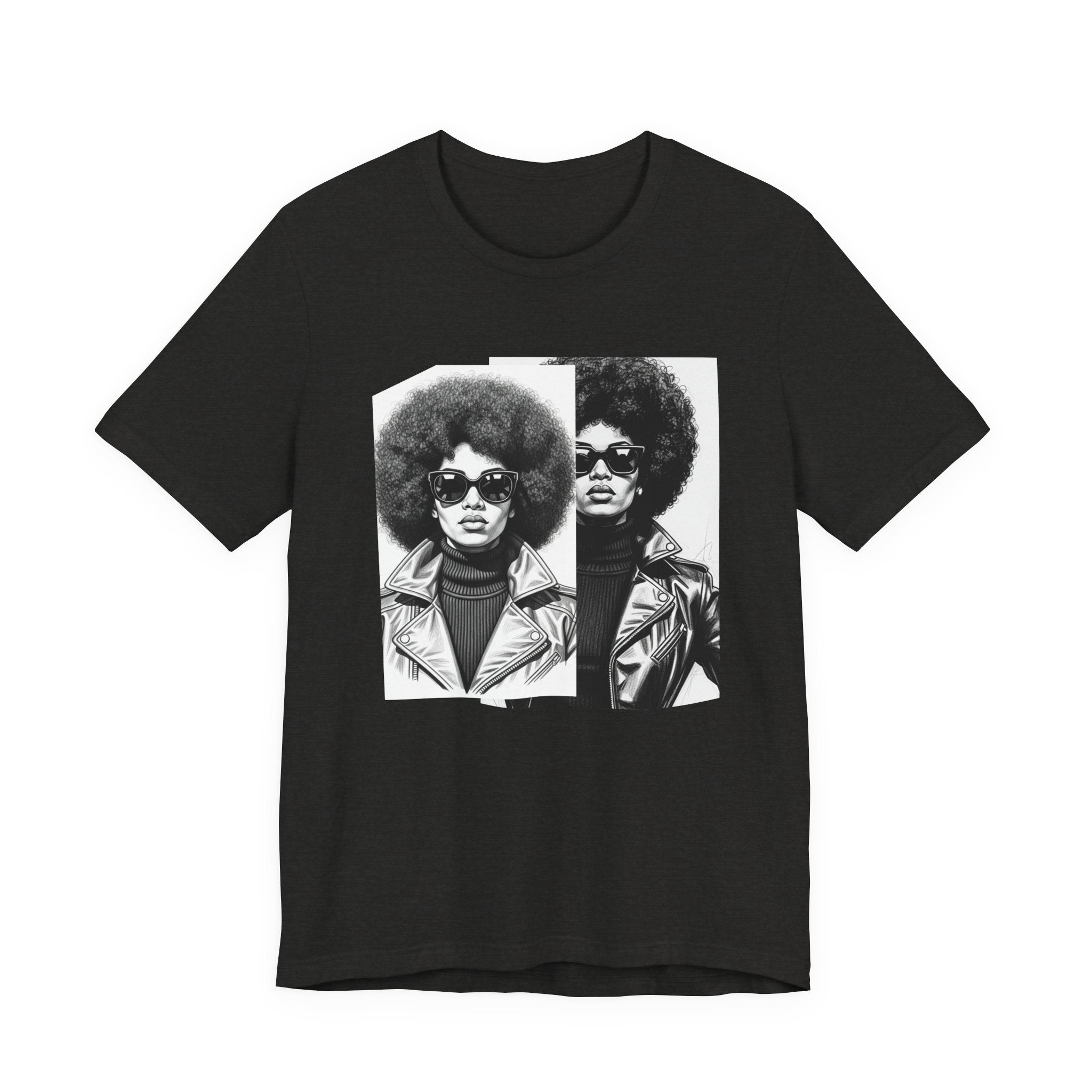 Powerful Black Woman Portrait － 70s with Retro Black Pride T-shirt