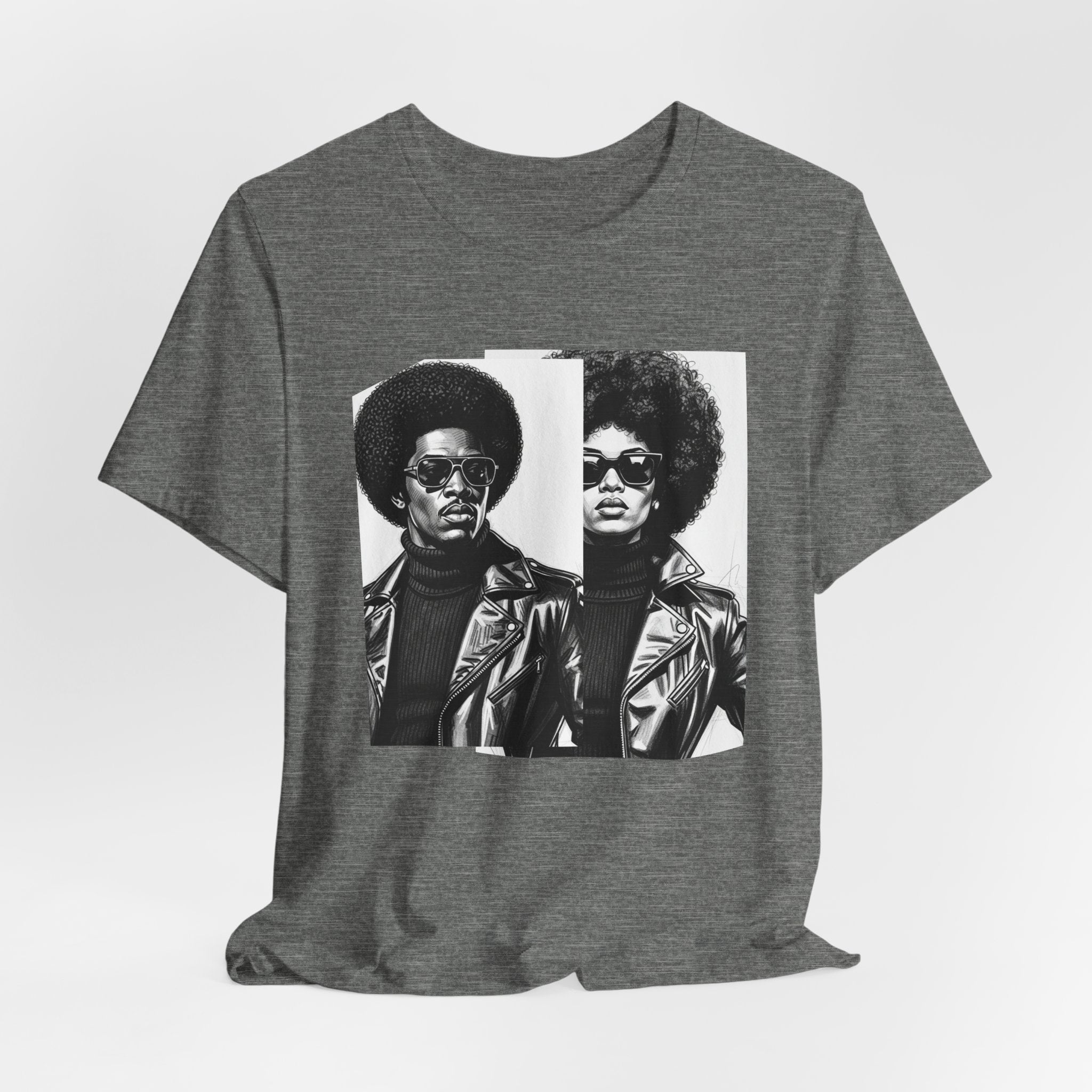 Black Power Couple - 70s with Retro Black Pride Tee Shirt