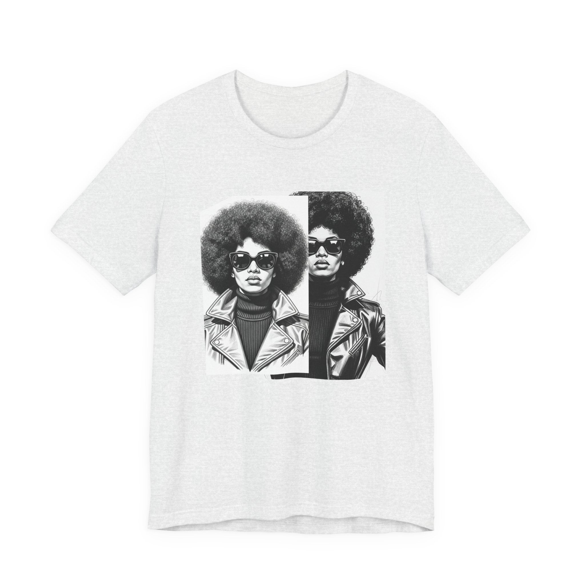 Powerful Black Woman Portrait － 70s with Retro Black Pride T-shirt
