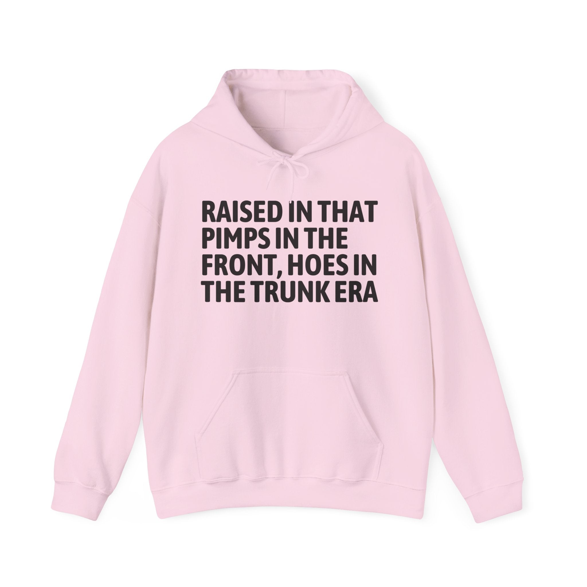 Raised In That Pimps In The Front Hoes In The Trunk Era Funny Back In The Day Statement Hoodie