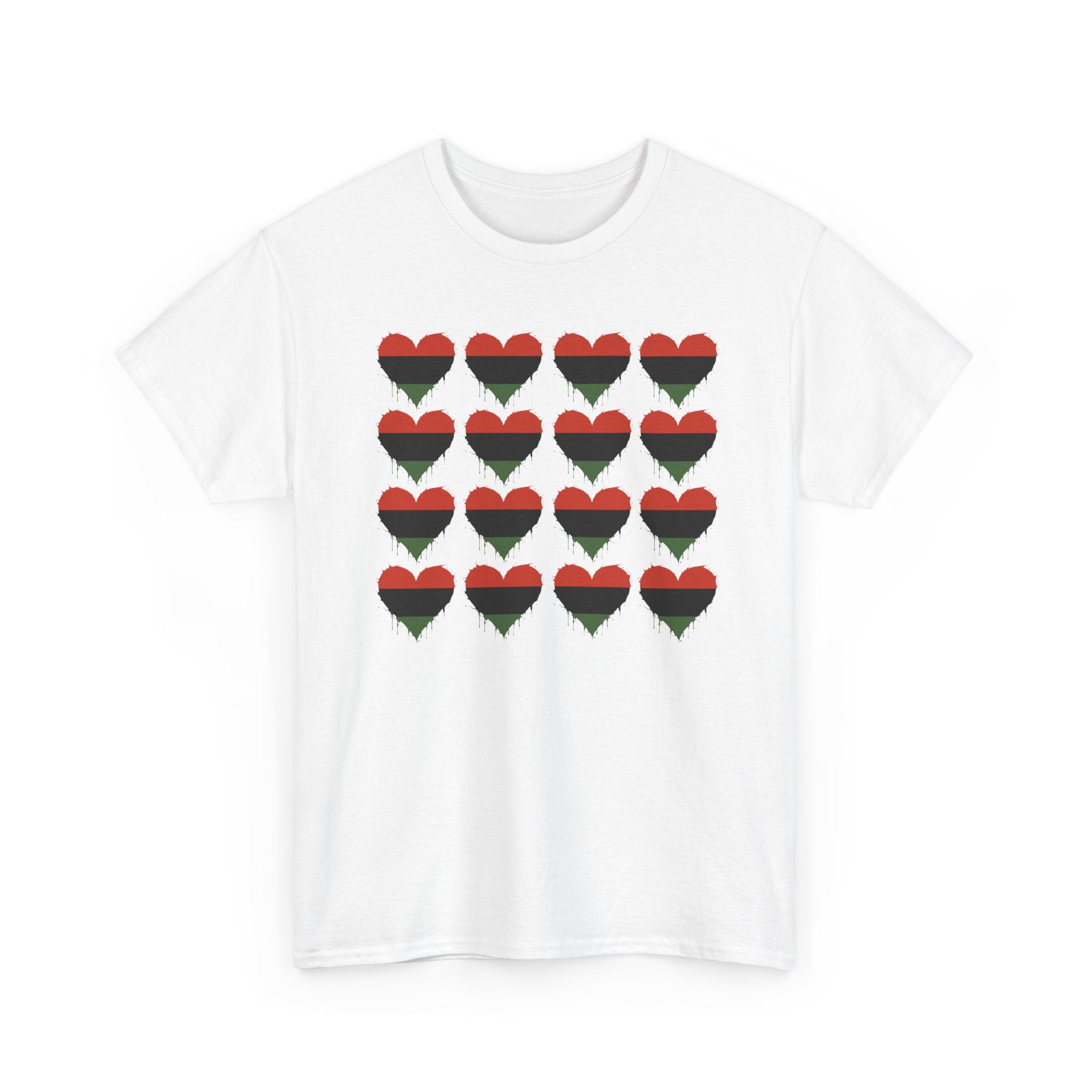 African American Hearts T‑Shirt — Black Red Green Pride Tee