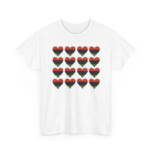African American Hearts T‑Shirt — Black Red Green Pride Tee