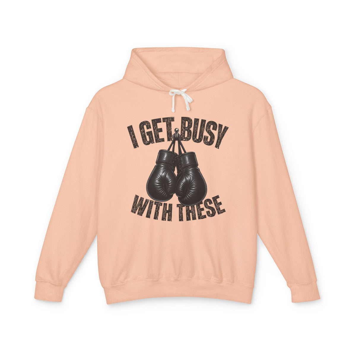 I Get Busy With These — Black Boxing Gloves Hoodie
