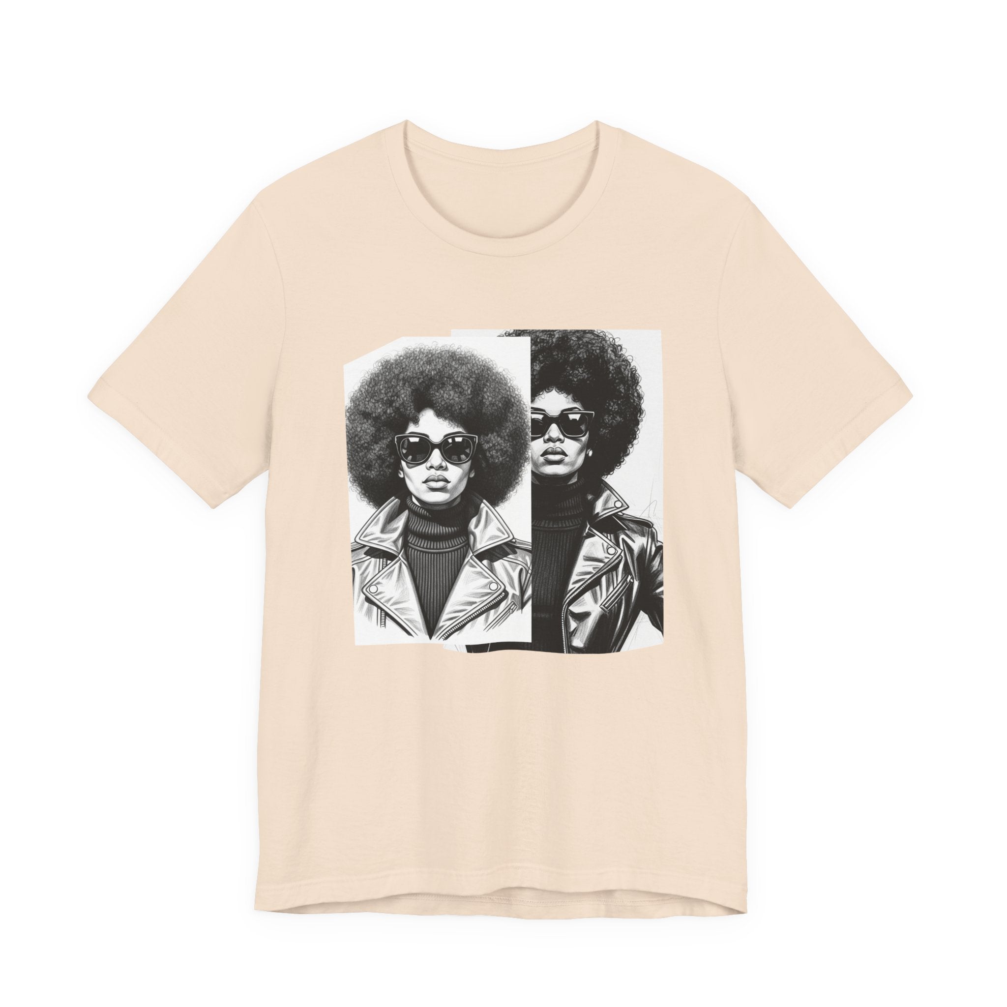 Powerful Black Woman Portrait － 70s with Retro Black Pride T-shirt