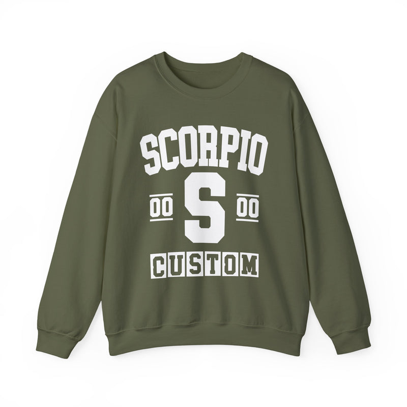 Custom Scorpio Varsity Sweatshirt — Customize Birthday Day/Month/Year — Customize Gemini Season/Nation