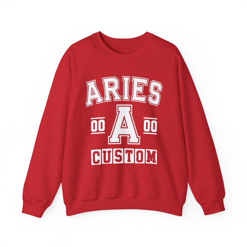 Custom Aries Varsity Sweatshirt — Customize Birthday Day/Month/Year — Customize Gemini Season/Nation