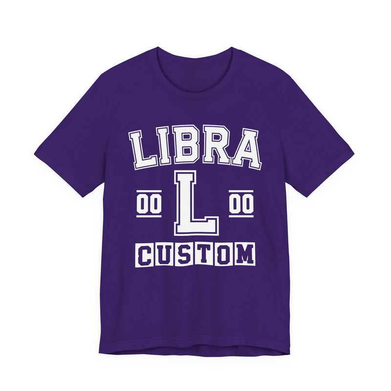 Custom Libra Varsity T-Shirt — Customize Birthday Day/Month/Year — Customize Season/nation/Society