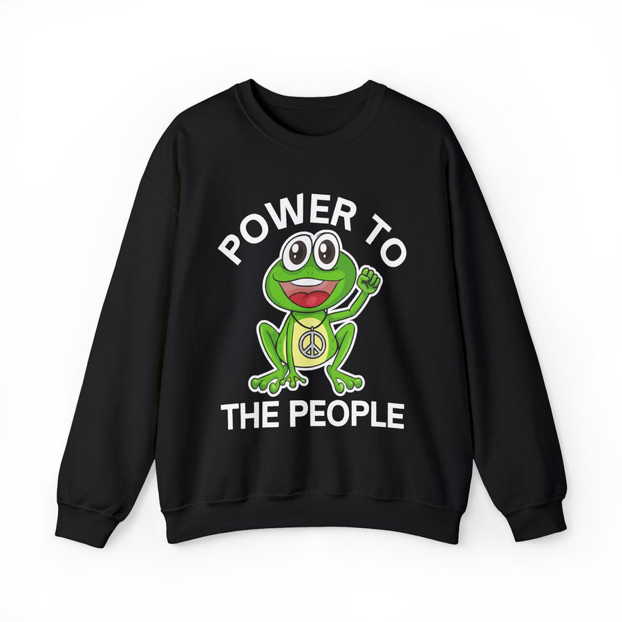Power To The People — Sweatshirt front view: POWER TO THE PEOPLE in bold statement lettering. Street Talk Designs politics and power statement apparel.
