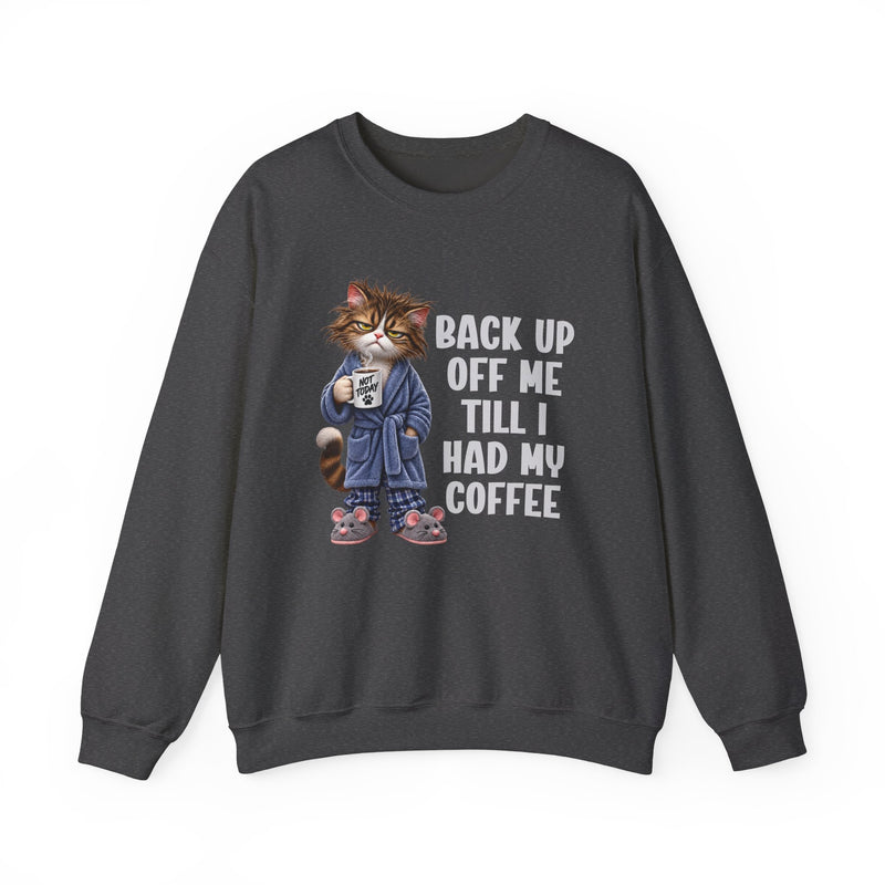 Back Up Off Me Till I Had My Coffee－Coffee Cat Graphic Sweatshirt