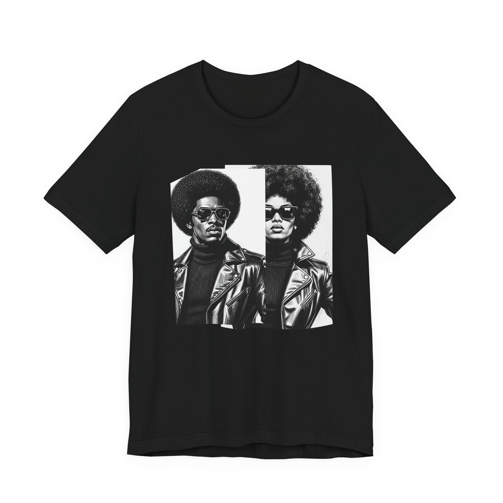 70s Style Portrait Of Black Power Couple － T-shirt