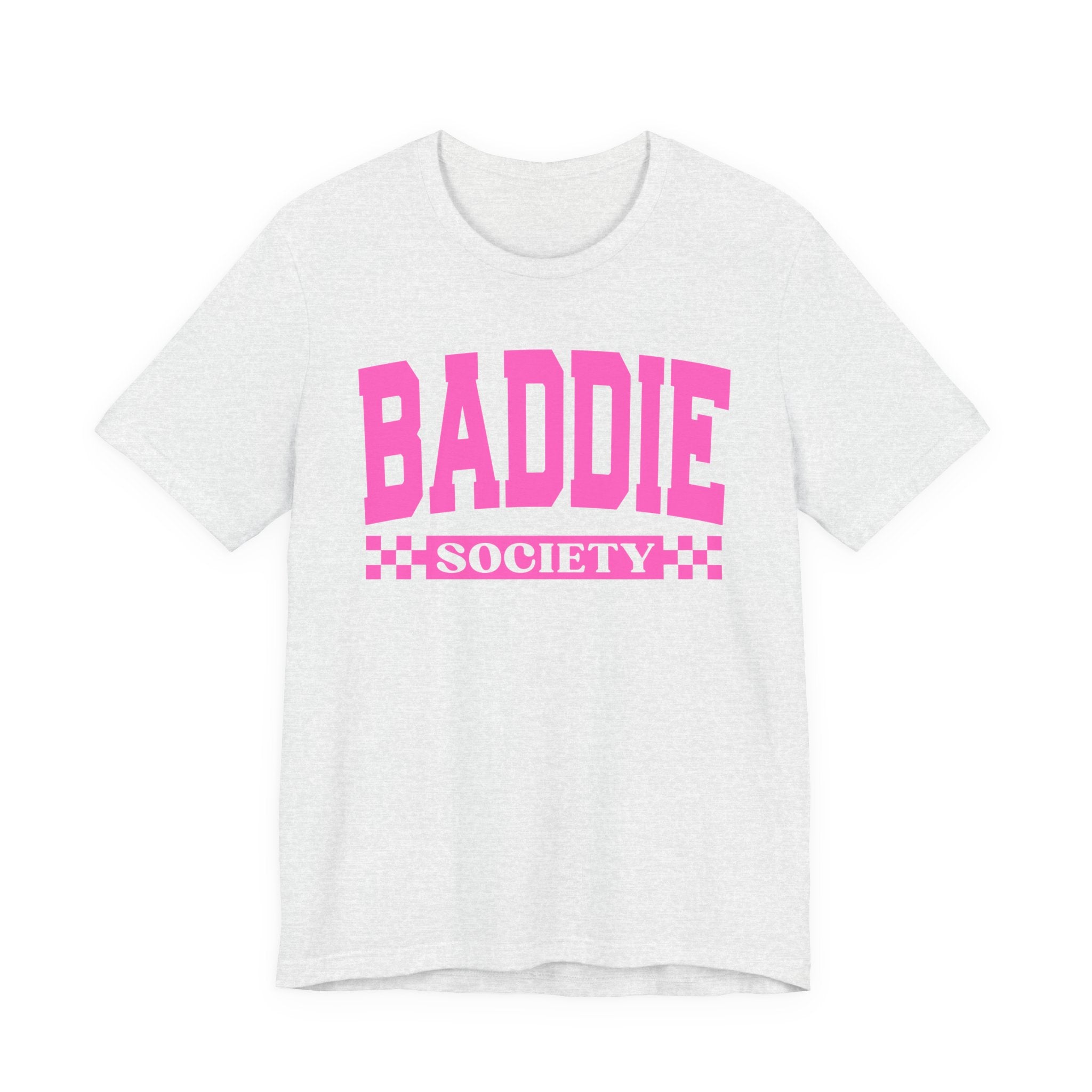 Baddie Society — Pink Varsity Statement T-Shirt