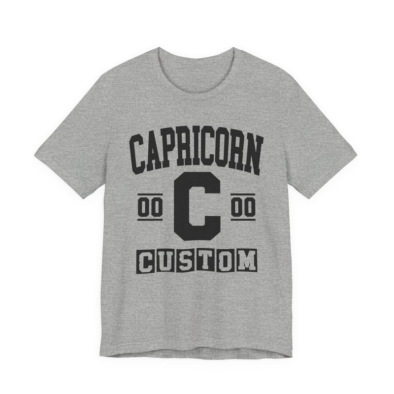 Custom Capricorn Varsity T-Shirt — Customize Birthday Day/Month/Year — Customize Season/nation/Society