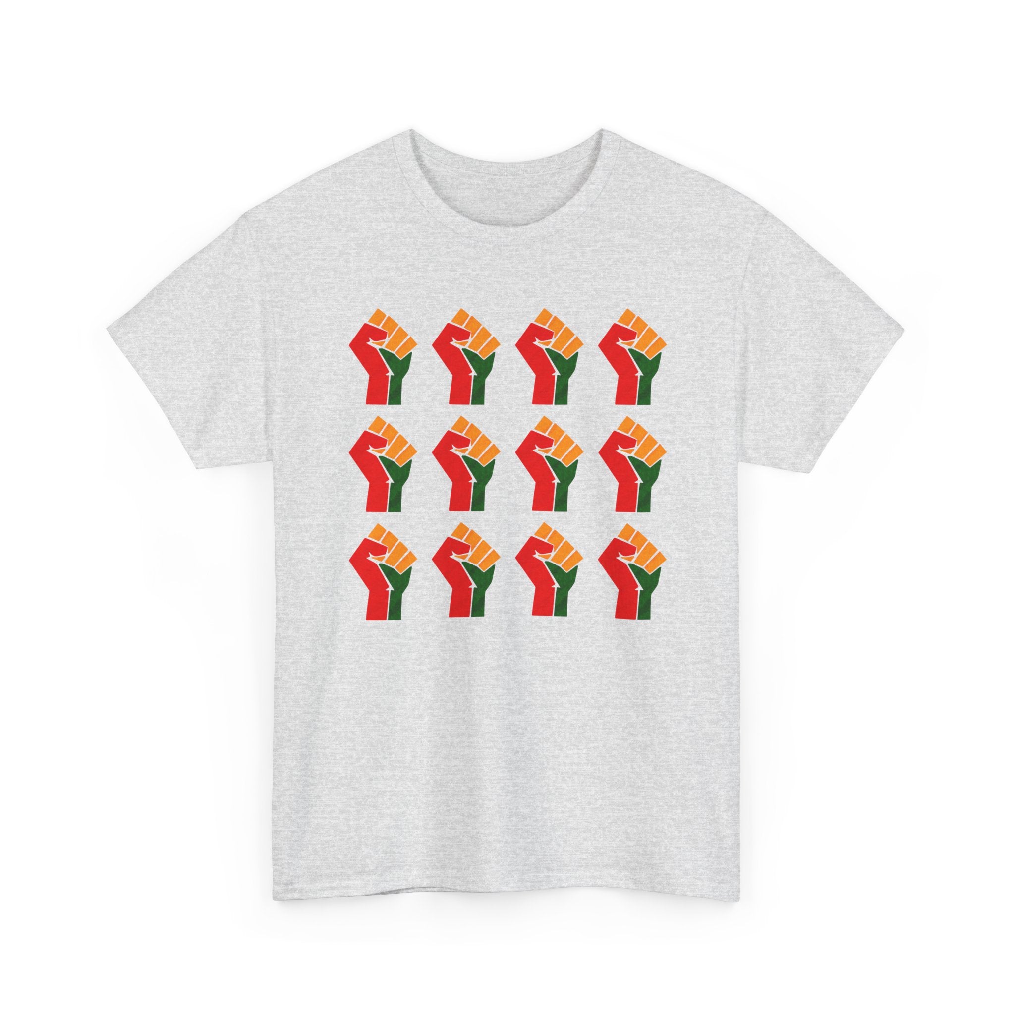 Raised Fist Pattern T‑Shirt — Pan——African Solidarity Graphic T-Shirt