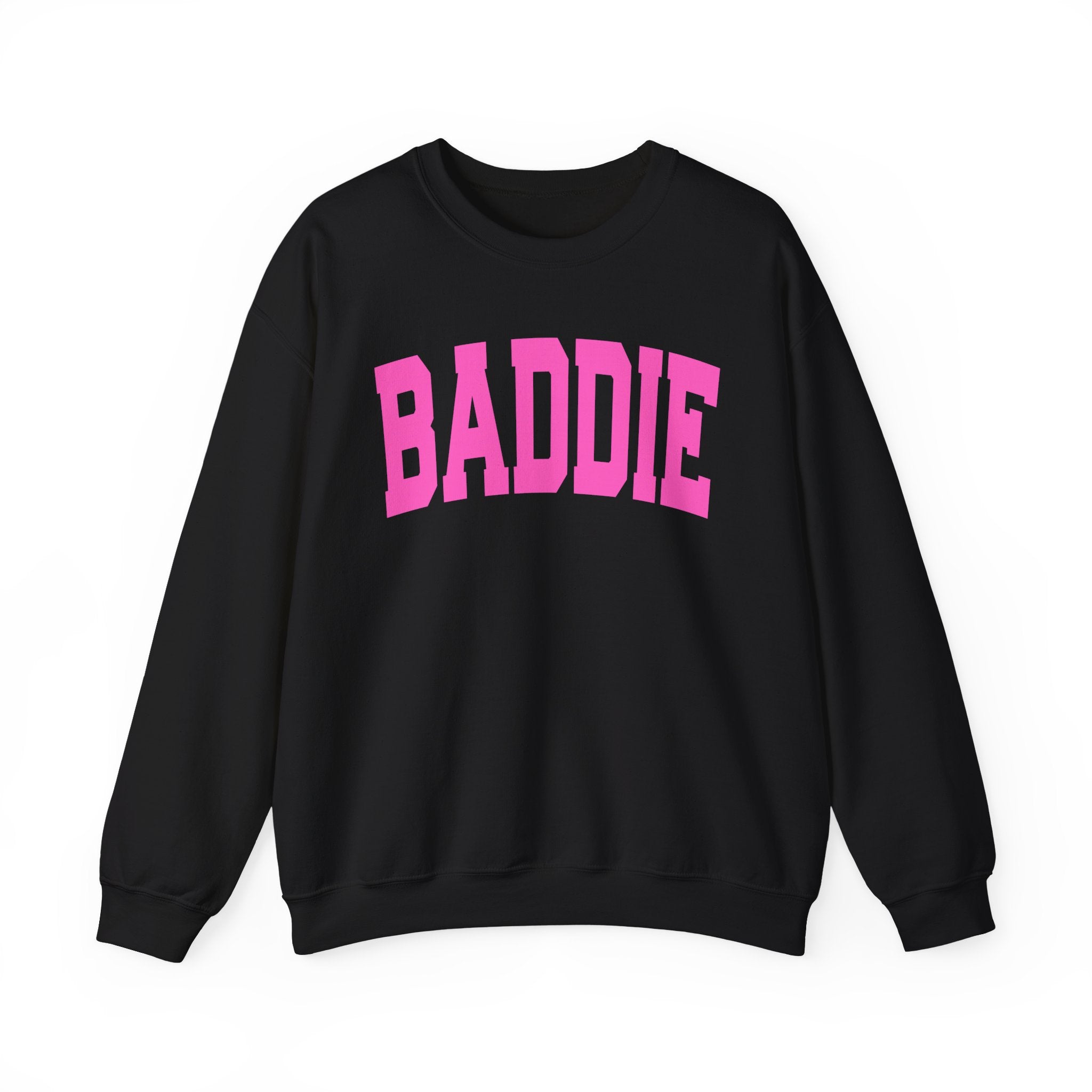 Baddie — Pink Varsity Crewneck Sweatshirt