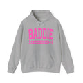 Baddie Society Hoodie — Bold Pink Varsity Lettering Hooded Sweatshirt
