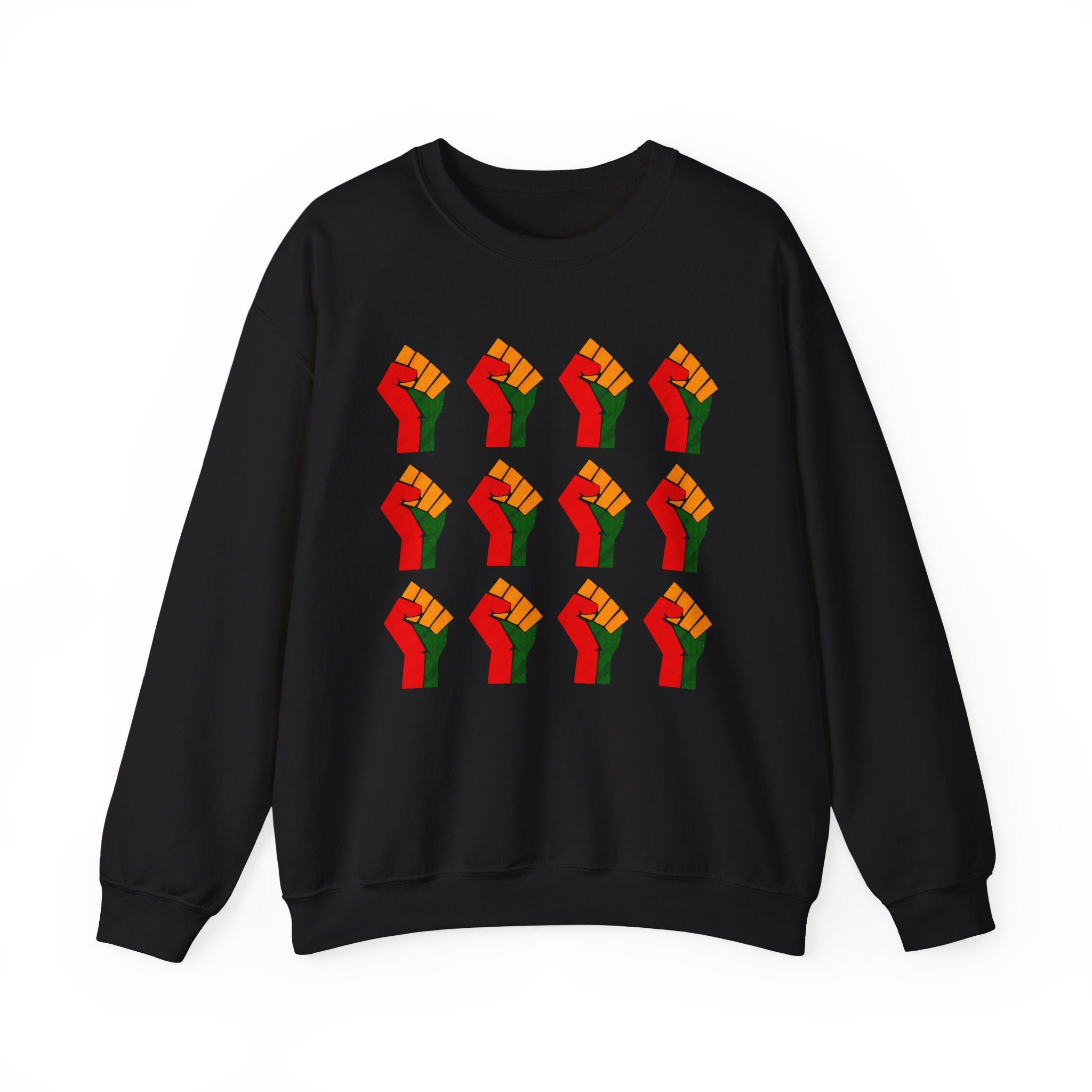 Pan——African Raised Fist Pattern (Black History Solidarity) — Sweatshirt