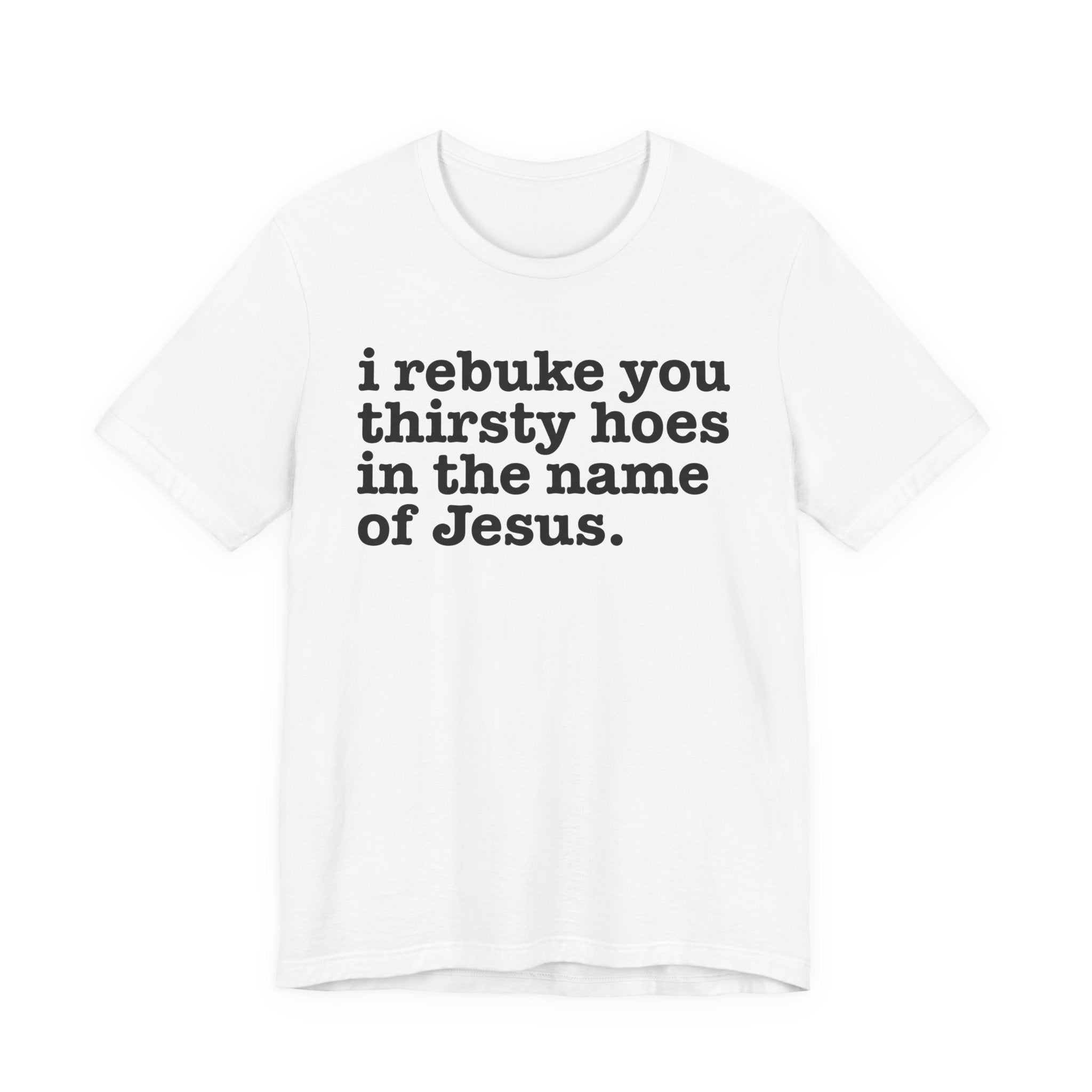 I Rebuke You Thirsty Hoes in the Name of Jesus — Christian Humor T-Shirt