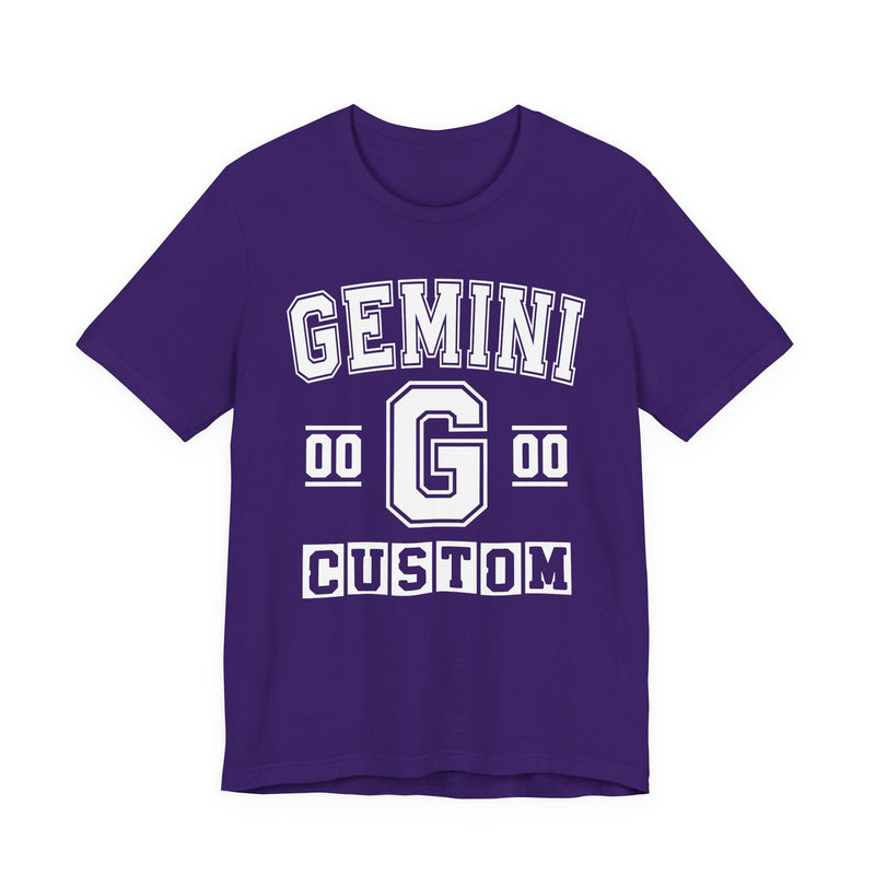 Custom Gemini Varsity T-Shirt — Customize Birthday Day/Month/Year — Customize Season/nation/Society