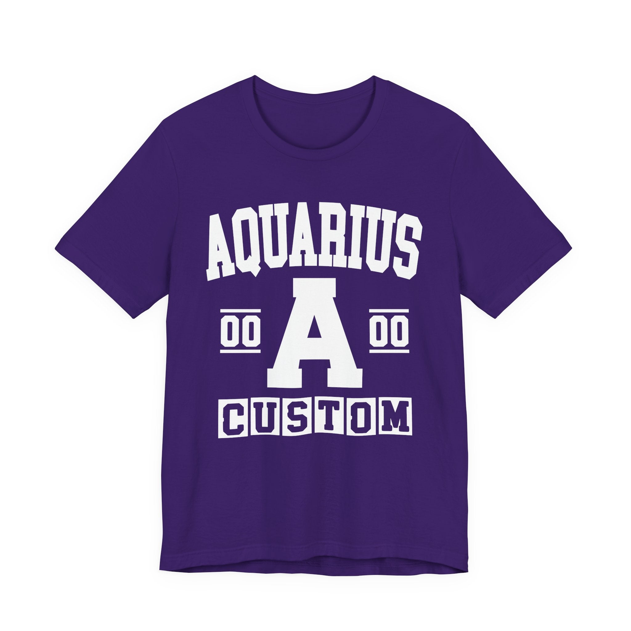Custom Aquarius Varsity Tee Shirt — Customize Birthday Day/Month/Year - Customize Season/nation/Society