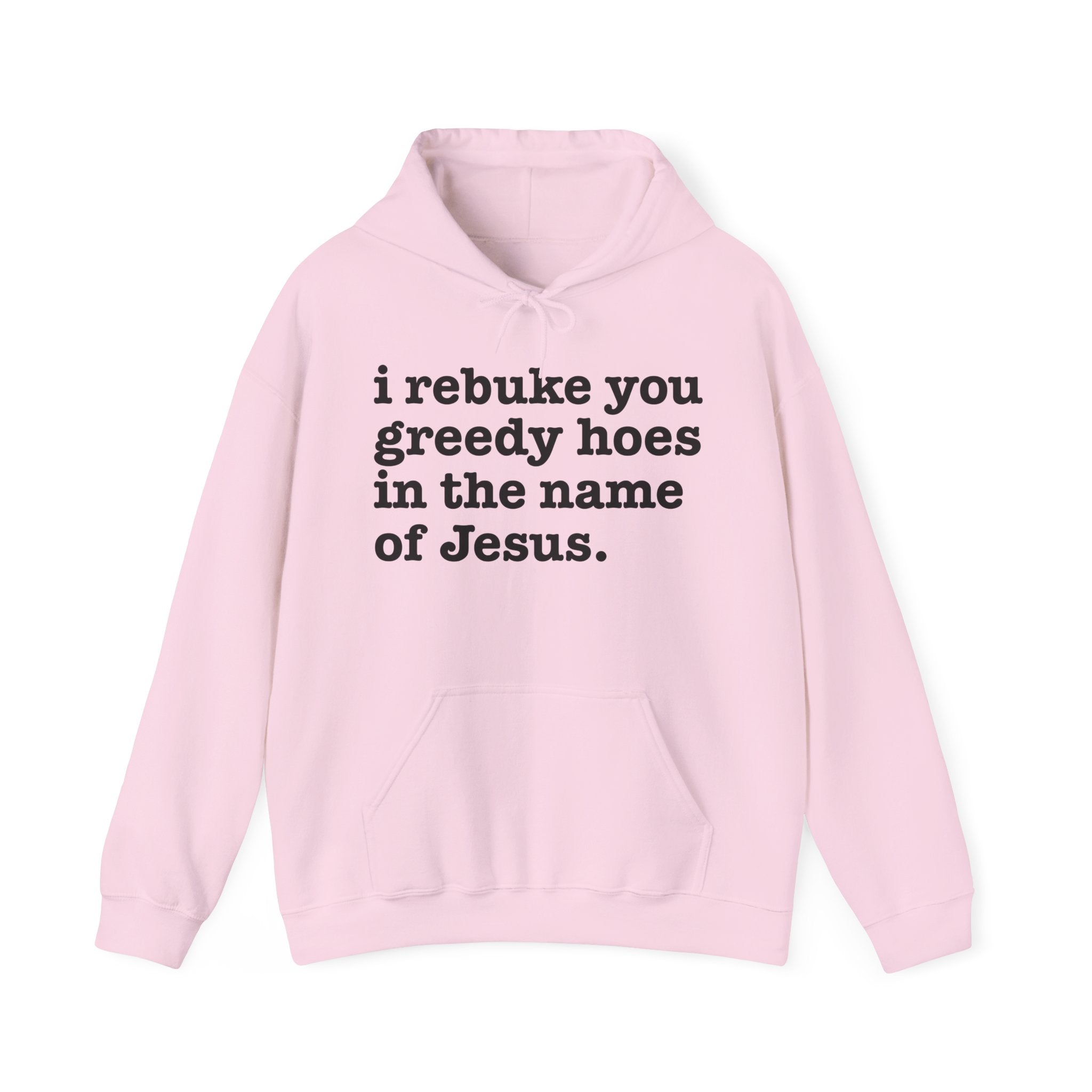 I Rebuke You Greedy Hoes in the Name of Jesus — Humorous Religious Hoodie
