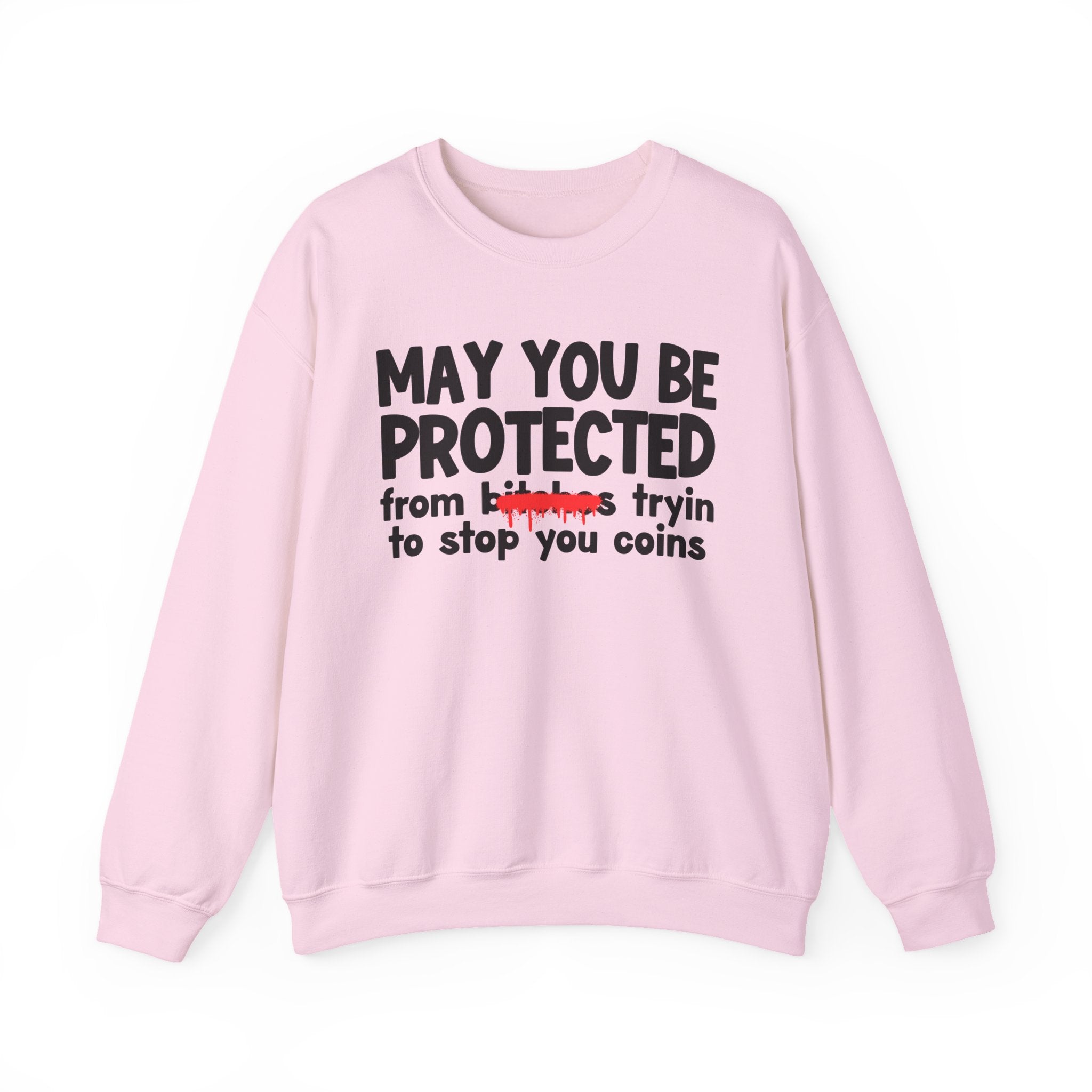 May You Be Protected From Bitches Tryin To Stop You Coins — Funny Protection Statement Sweatshirt