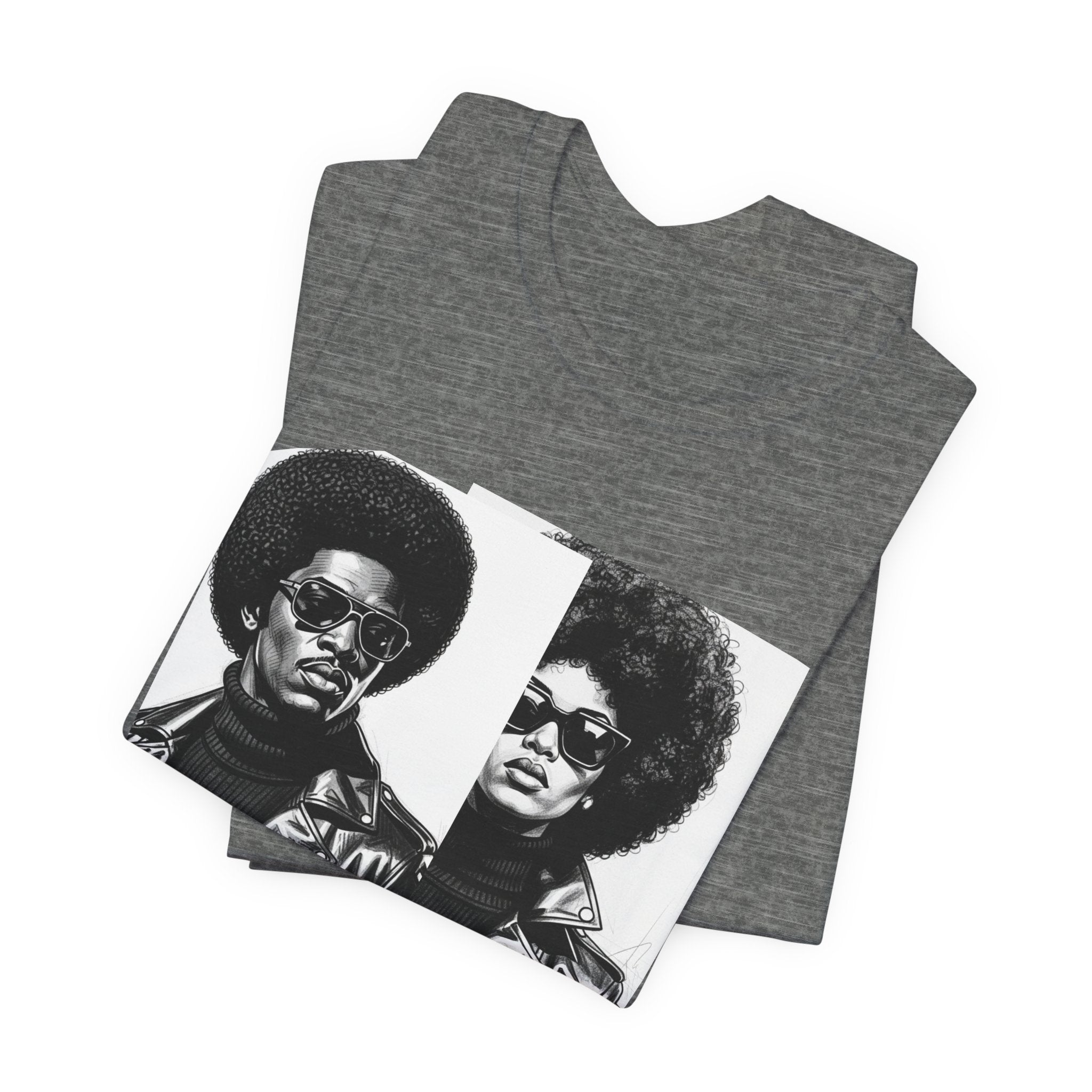 Black Power Couple - 70s with Retro Black Pride Tee Shirt