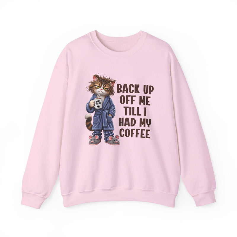 Back Up Off Me Till I Had My Coffee－Coffee Cat Graphic Sweatshirt